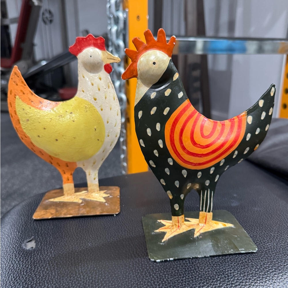 Rooster and hen decor / pier 1 decor / country farmhouse decor / folk art